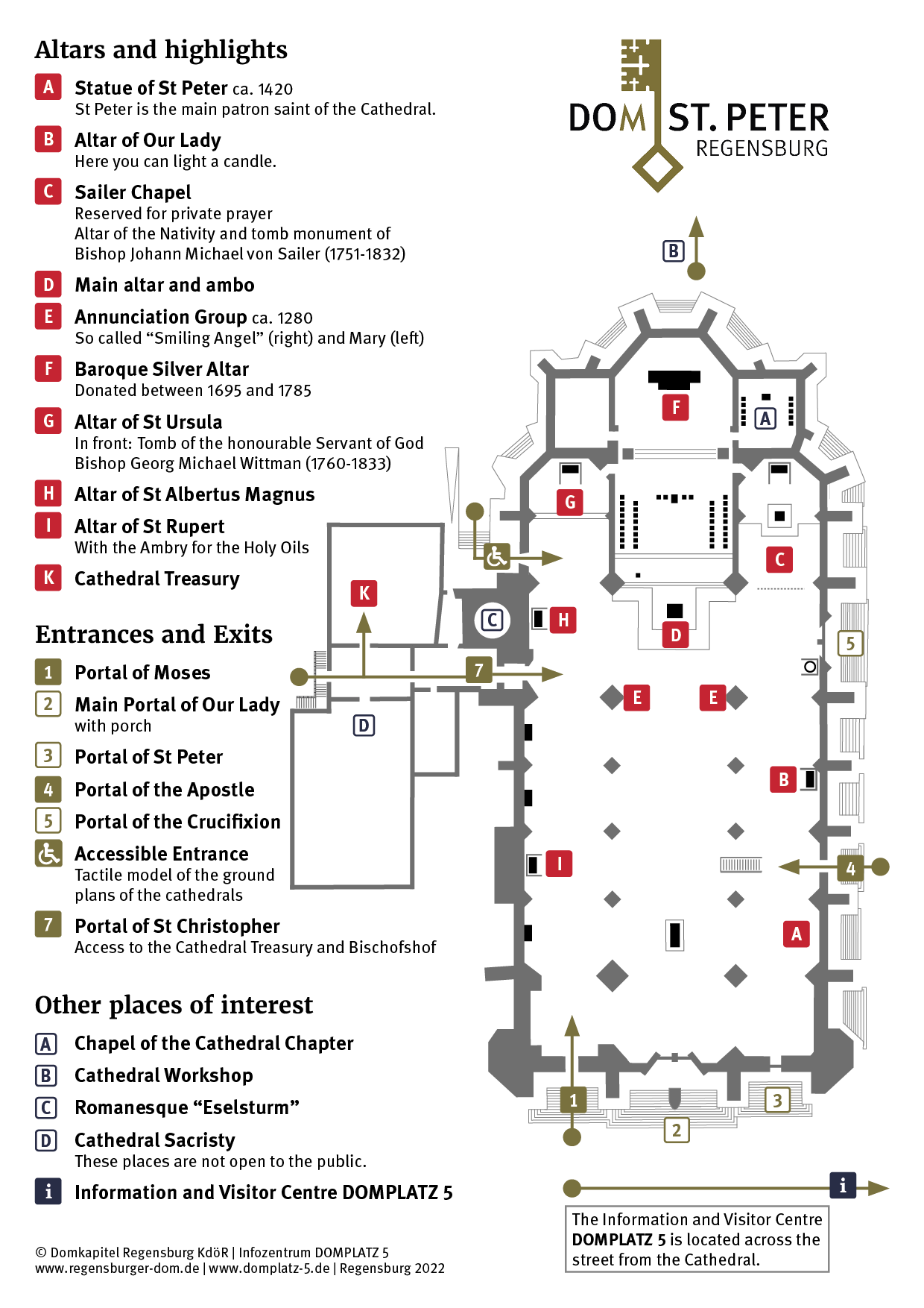 General plan of St Peter's Cathedral of Regensburg © Domkapitel Regensburg KdöR/Infozentrum DOMPLATZ 5
